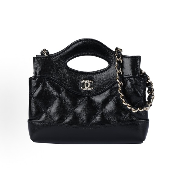 CHANEL 31Bag 24S Gold buckle shoulder crossbody bag, super mini black